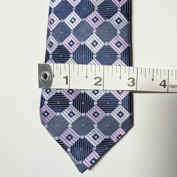 Bergamo New York Boys Clip on Tie 15" Geometric Preppy Event Church 3.5" Wide - Picture 7 of 7